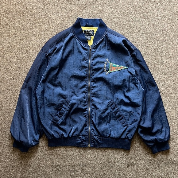 Vintage 70s 80s Gap Nylon Bomber Jacket Navy Men Size Small Talon Zipper Retro - Picture 1 of 15